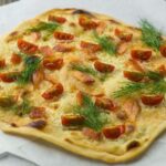 Tomato and Salmon Flammkuchen, Thermomix® (Topping for 4) made in the Thermomix®