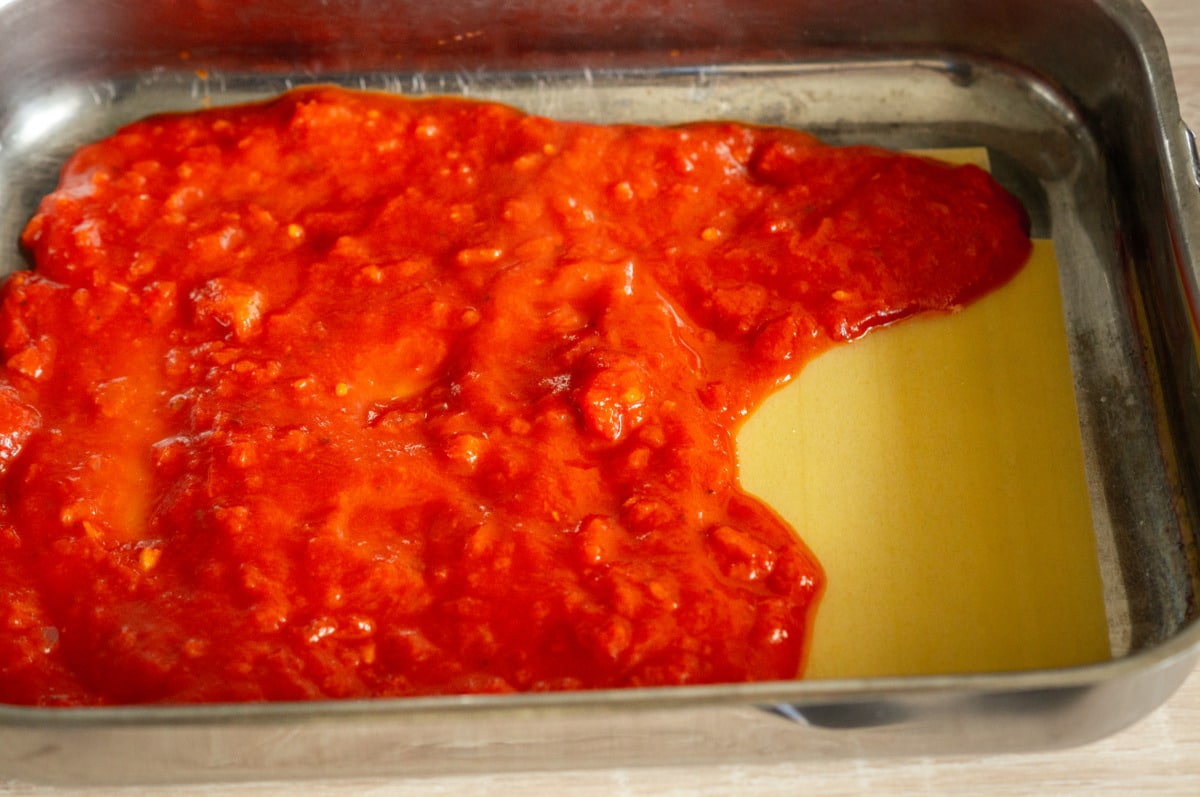 Lasagne sheets with tomato sauce made in the Thermomix®