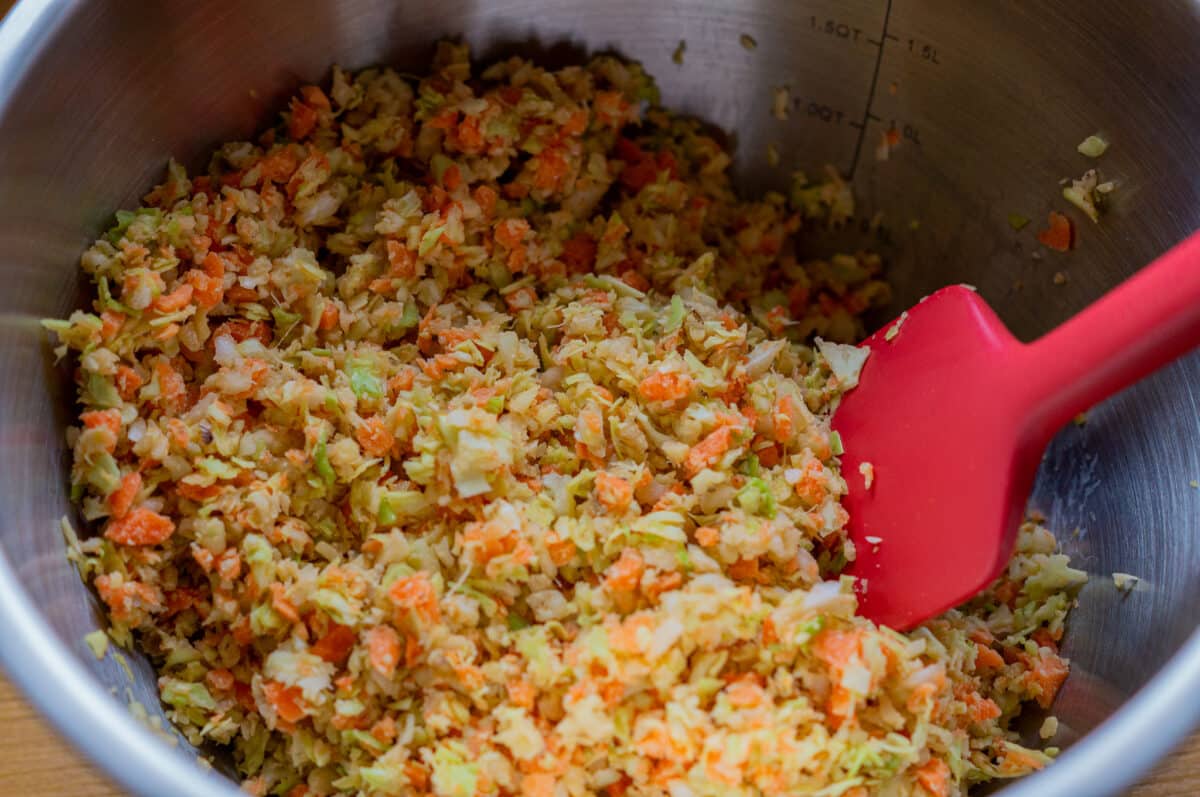 Vegetables chopped in the mixing bowl