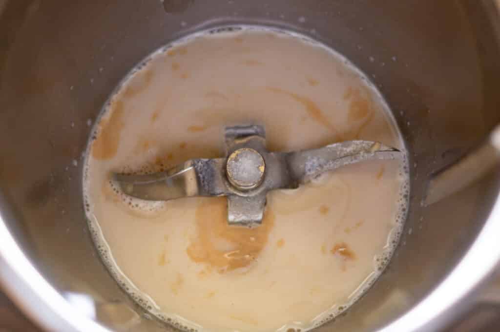 Buttermilk and yeast in the mixing bowl