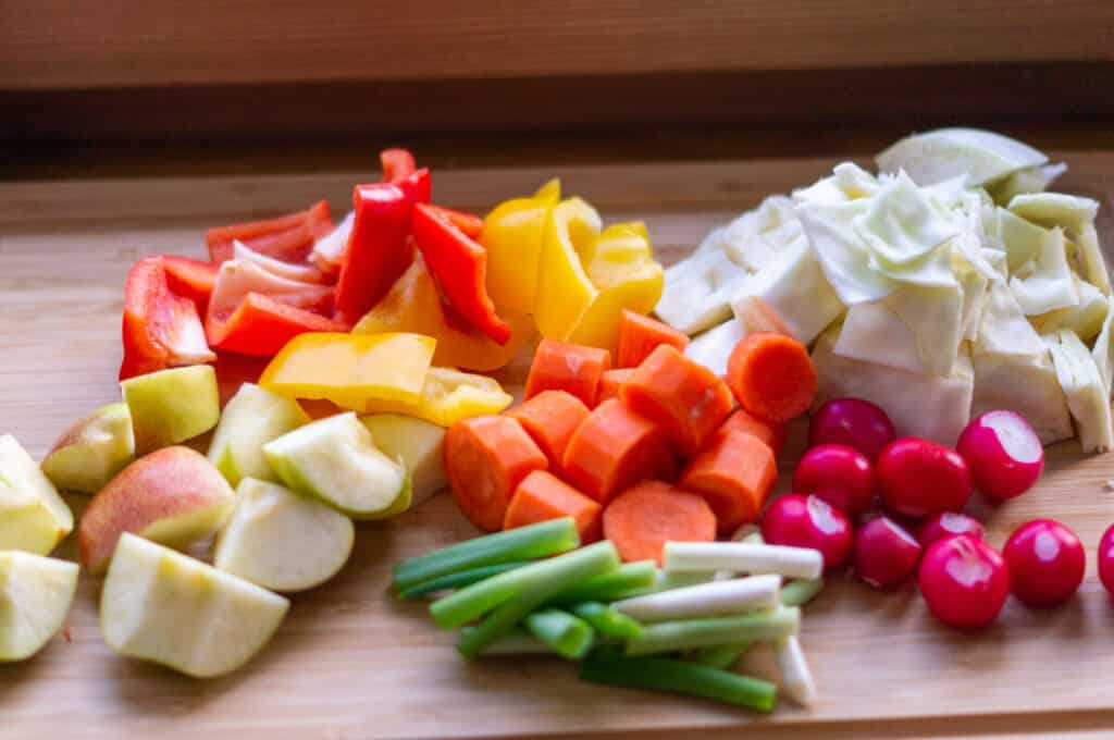 Fresh ingredients for white cabbage slaw