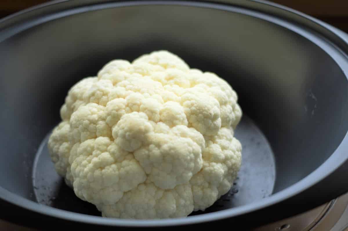 Whole cauliflower steamed in the Varoma® with the Thermomix®
